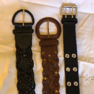 Leather and canvas woven belts